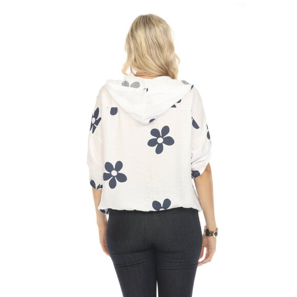Hooded Floral Print Drawstring Top - Picture 9 of 10